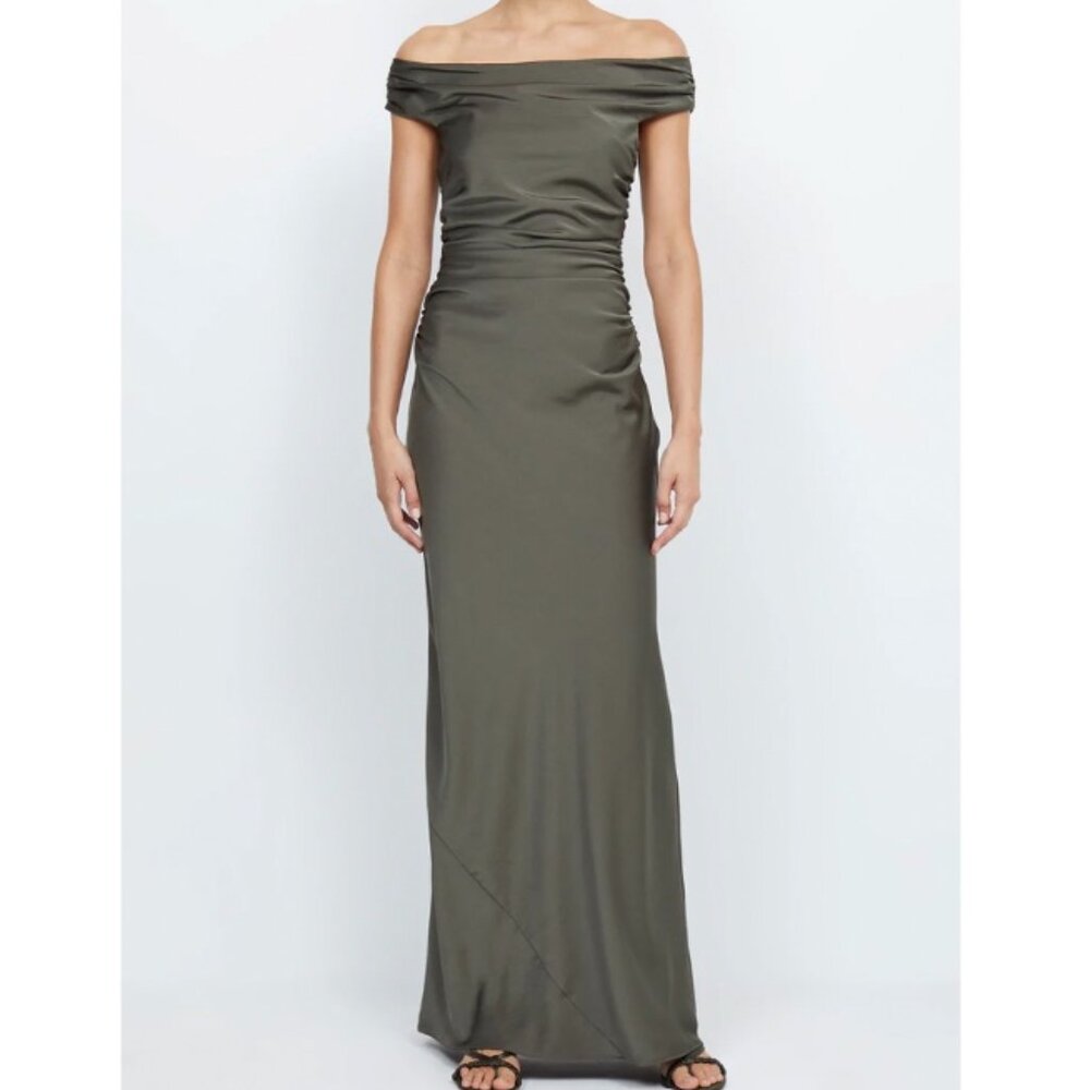 Bec + Bridge, Eternity Off Shoulder Maxi Dress, Dark Willow, Size: 4